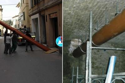 Nuova linea fognaria su edifici storici